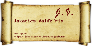 Jakatics Valéria névjegykártya